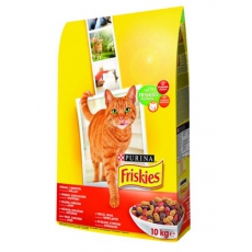Friskies (Фріскіс) Сухий повнораціонний корм для дорослих котів з м’ясом, куркою та доданою печінкою 10 кг